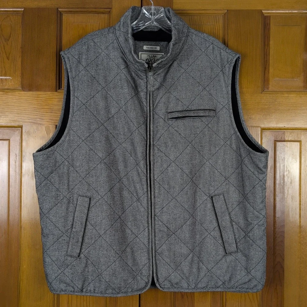 Jos. A. Bank 1905 Quilted Vest Mens XXL Grey Tailored Fit Fleece Lined Layering